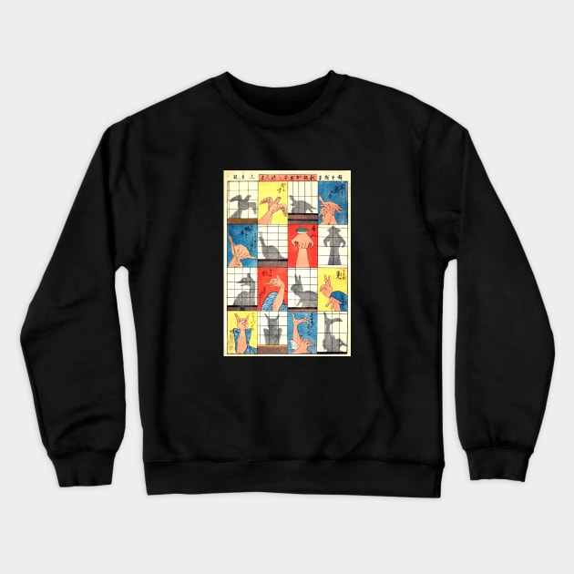 Japanese shadow puppets Crewneck Sweatshirt by Tom Tom + Co